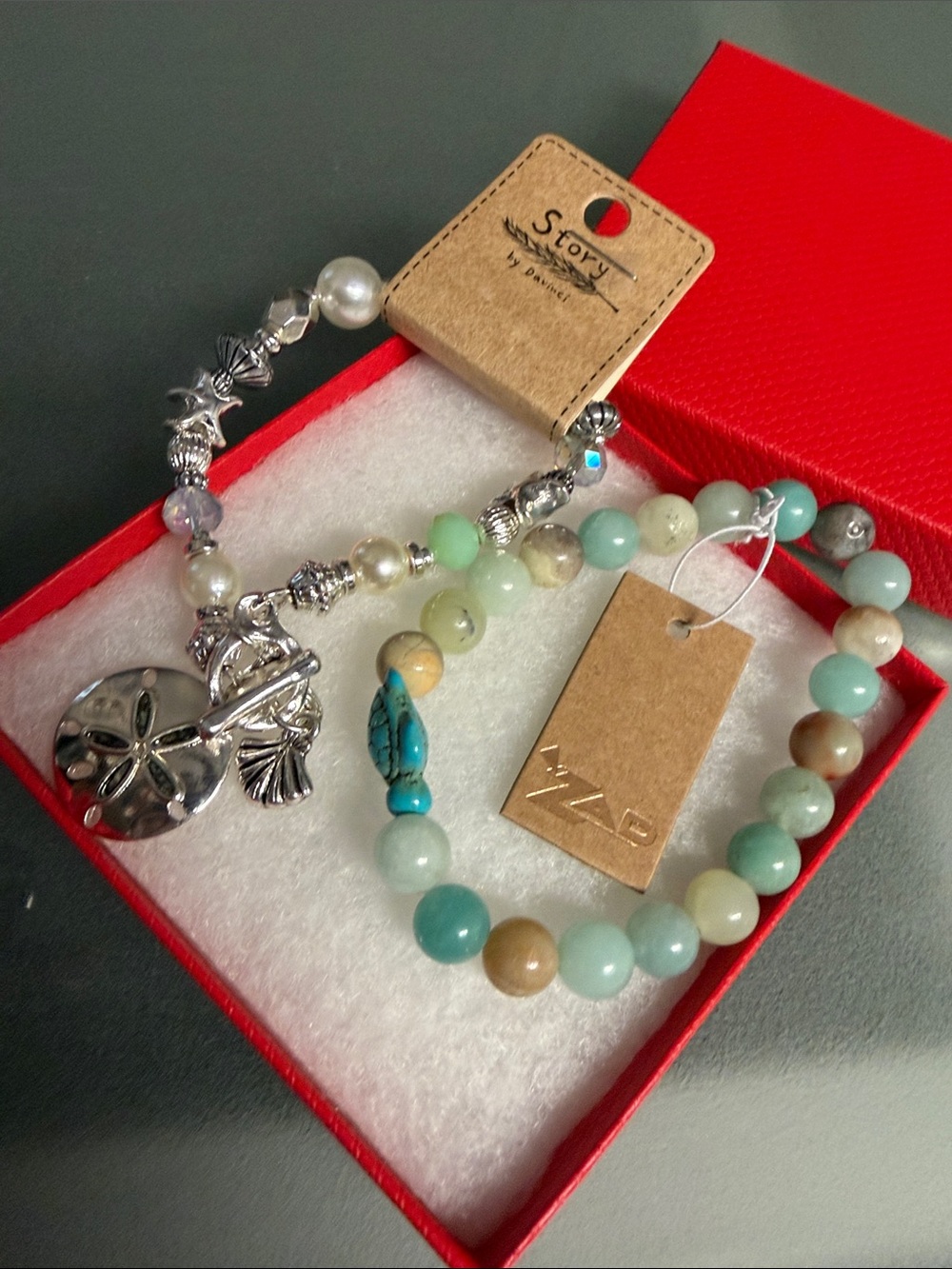 ZAD Multicolor Pastel Beaded Bracelet Set with Silver Charms/turtle